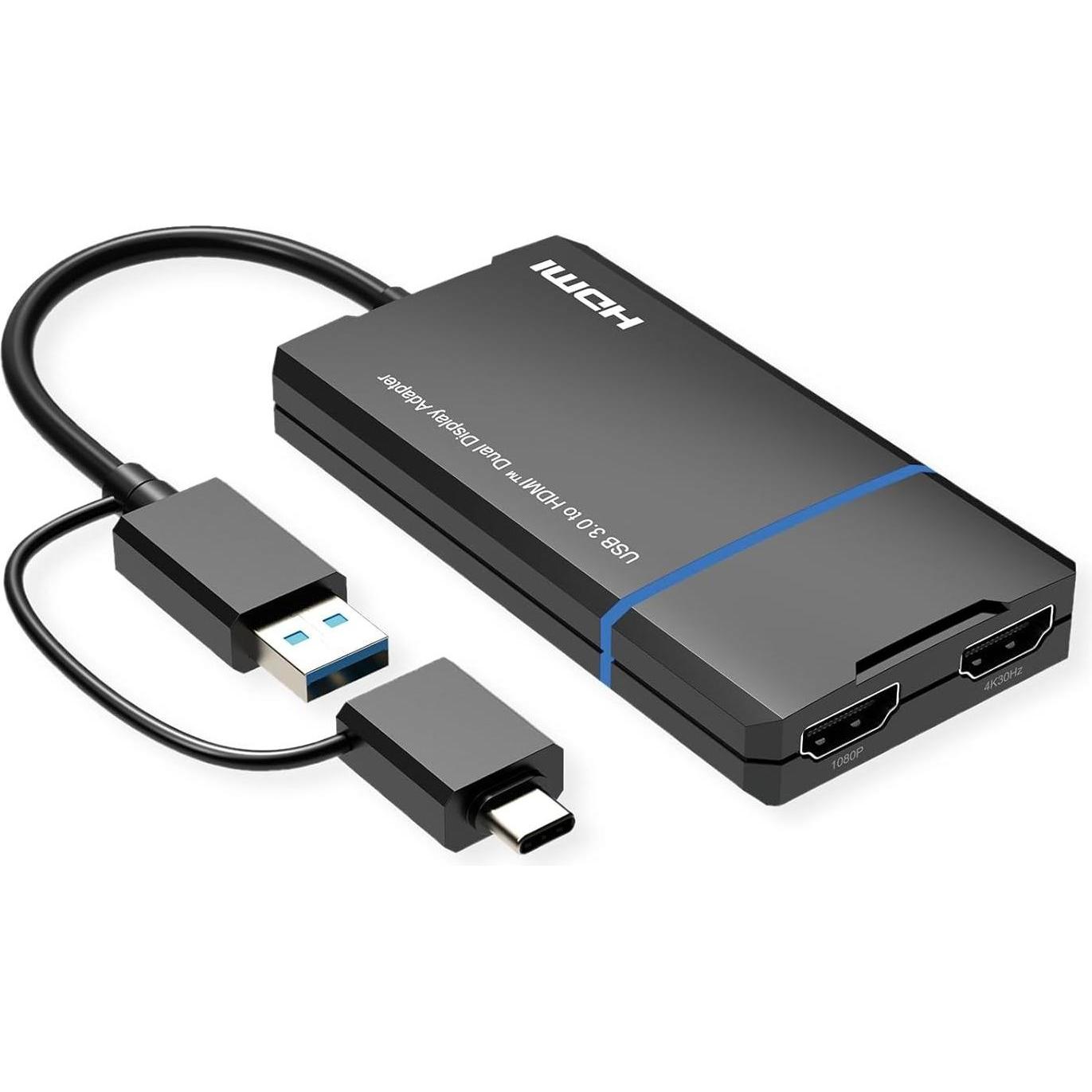 Value USB DisplayLink Adapter, USB (HDMI, 15 cm), Adattatore dati + video, Nero