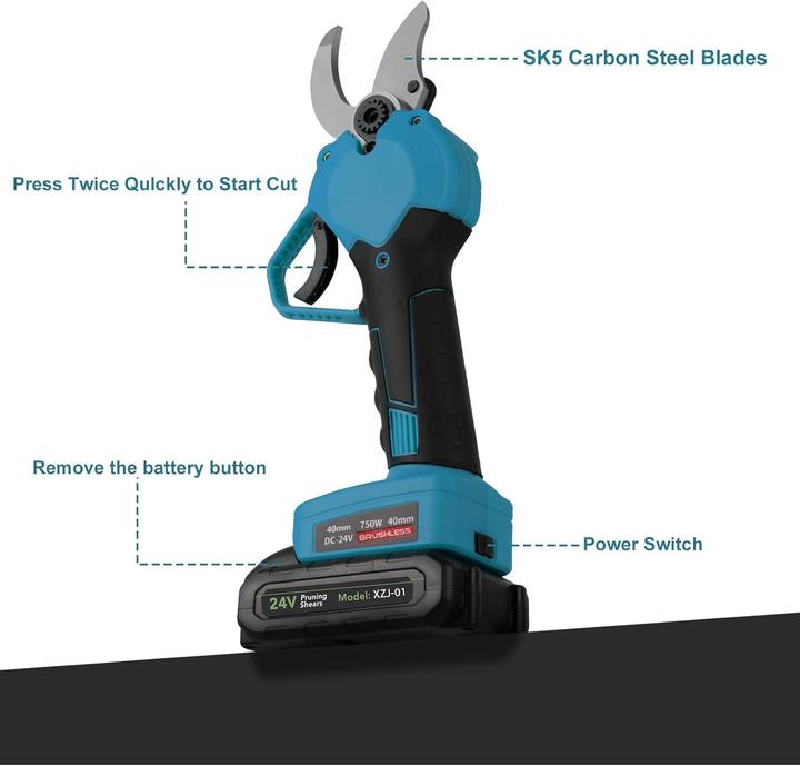 Actual product image Bilivry Elektrische Astschere mit 2 Akkus und Sicherheitsverriegelung