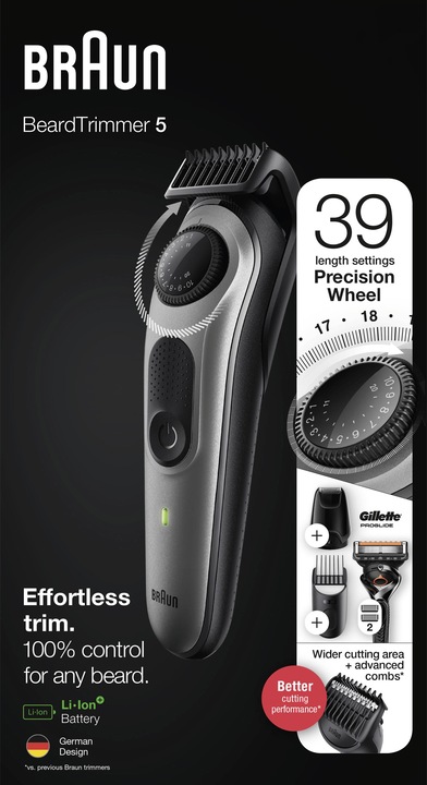 Produktbild Braun Beard Trimmer BT5365 Cordless and corded, Operating time (max) 100 min, Number of length steps 39, L