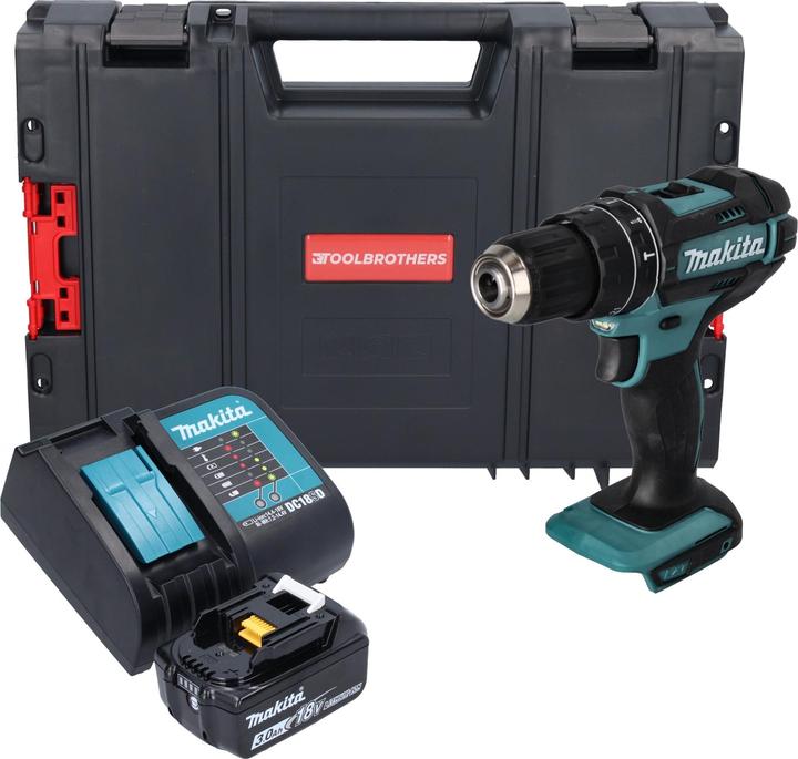 Produktbild Makita DHP 482 SF1J-R Akku Schlagbohrschrauber 18 V 62 Nm + 1x Akku 3,0 Ah + Ladegerät + RHINO