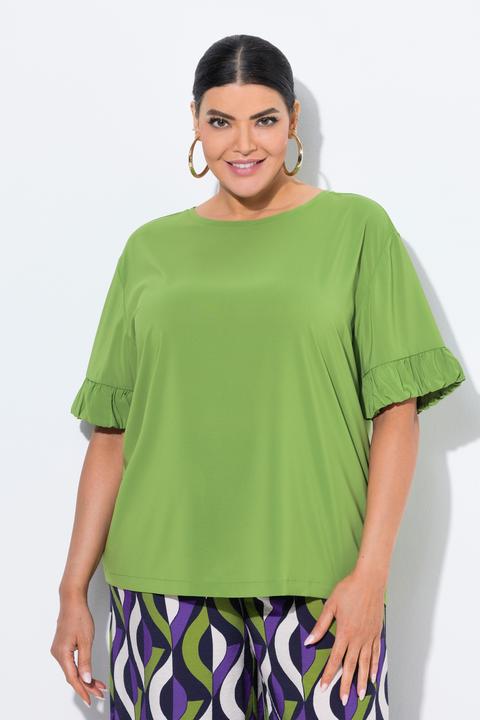 Image du produit Ulla Popken T-shirt oversize, mélange de matières, décolleté rond et manches courtes (50, 52)