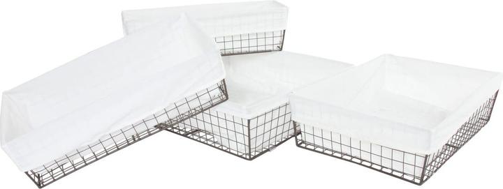 Actual product image Swisshandel24 Set of 4 Shelf Basket Tanta, Bathroom Basket Cupboard Basket Storage Tidy Helper, metal with fabric