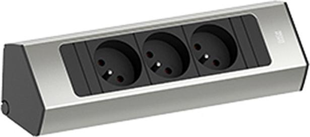 Produktbild Bachmann CASIA 2 3x FR Steckdose UTE (932.001) Edelstahl-Optik, kurz (3 x, CEE 7/3, CEE 7/5, 2 m)