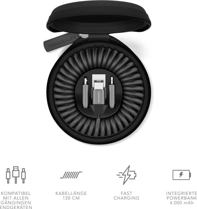Produktbild Vonmählen allroundo Power Ladeset inkl. Powerbank schwarz (4000 mAh, 15 Wh)
