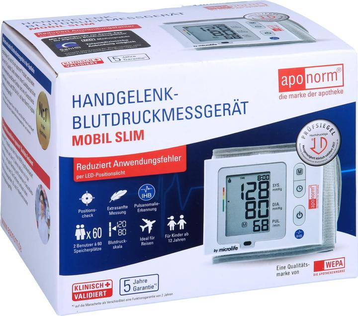 Image du produit Aponorm Tensiomètre au poignet Mobil Slim, 1 pc (Tensiomètre au poignet)