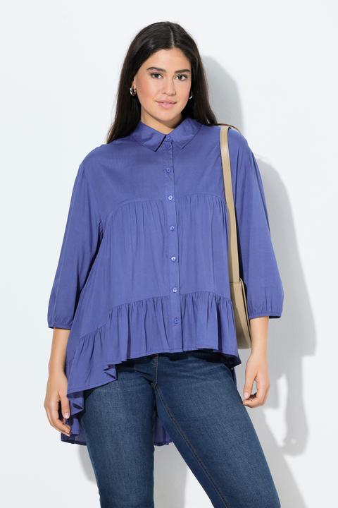 Produktbild Ulla Popken Bluse, Volantsaum, A-Linie, Hemdkragen, 3/4-Arm (46, 48)