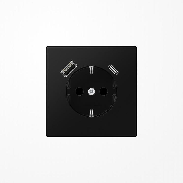 Actual product image JUNG SCHUKO socket outlet LS1520-15CASWM w.USB Type AC graphite black