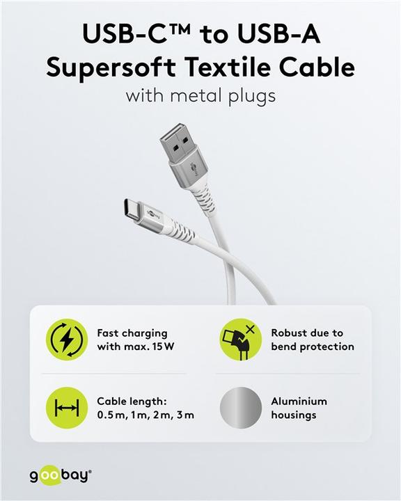 Image du produit Goobay USB A — USB C (3 m, USB 2.0, 60 W)