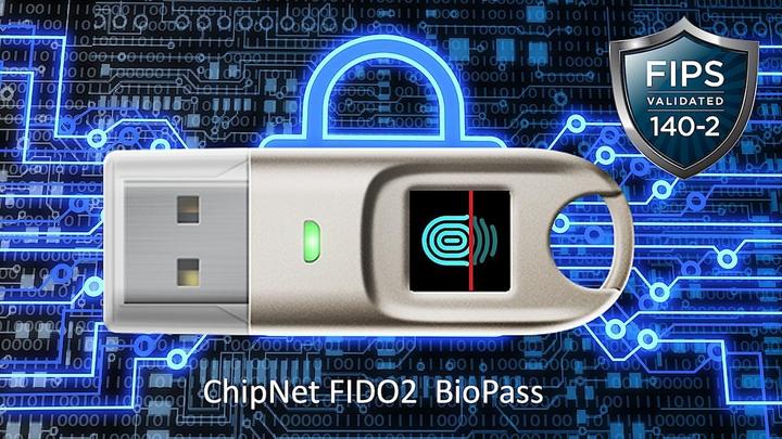Actual product image ChipNet FIDO2 USB Key and Digital ID BioPass with Fingerprint Security