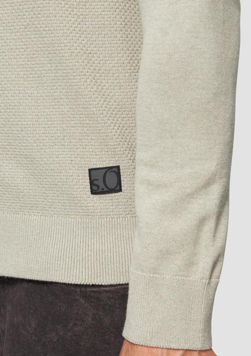 Produktbild s.Oliver Strickpullover Strickpullover mit Strukturmix und Logo-Patch (L)