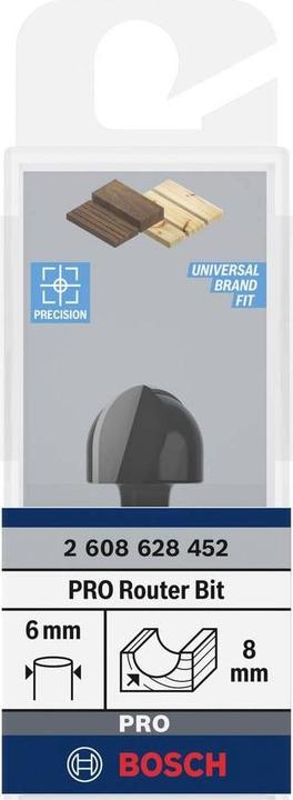 Produktbild Bosch Professional Zubehör Hohlkehlfräser, 6 mm, R1 8 mm, D 15,9 mm, L 12,3 mm, G 45 mm