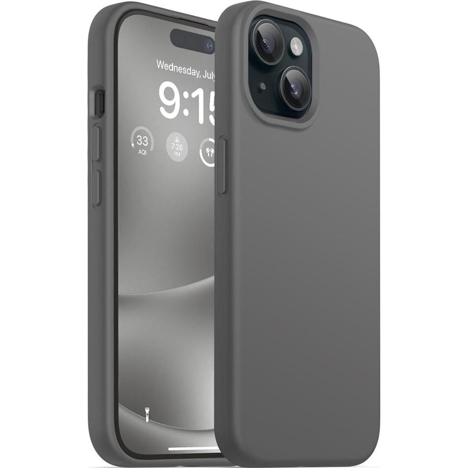 Thumbnail - Screenguard Apple iPhone 15 Plus Liquid Silicone Case Hülle (Apple iPhone 15 Plus), Smartphone Hülle, Grau