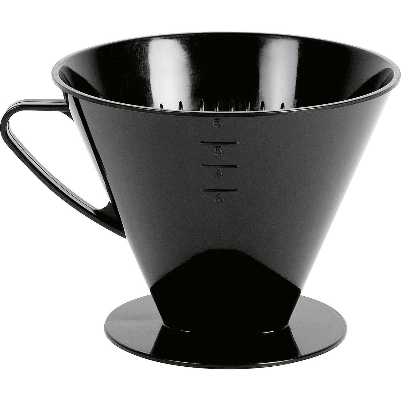 4x Wüllner & kaiser Kaffeehandfilter 1x6 mit 2 Löchern schwarz, Kaffeebereiter, Schwarz