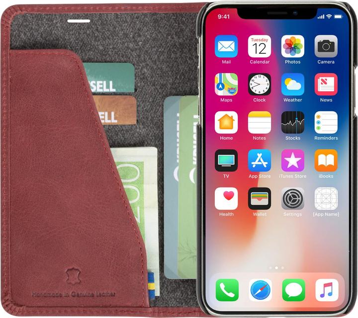 Actual product image Krusell Sunne 4 Card FolioWallet Apple iPhone XS vintage red (Apple iPhone X, Apple iPhone XS)