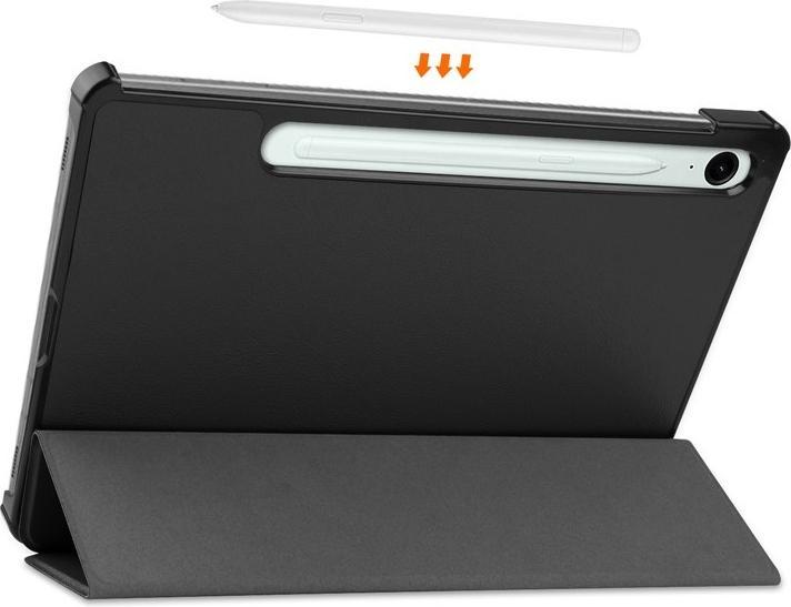 Immagine prodotto Apfelkiste Galaxy Tab S10 FE/S9 FE Flipcase Ledertasche mit Ständer + S-Pen, Schwarz (Galaxy Tab S9 FE)