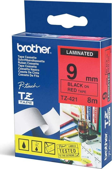 Produktbild Brother Tze-421 (0.90 cm, Schwarz, Rot)