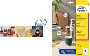 Produktbild Avery Zweckform Kennzeichnungsetiketten, Durchmesser: 80 mm weiss, rund, wiederverwendbar, Papier blanko