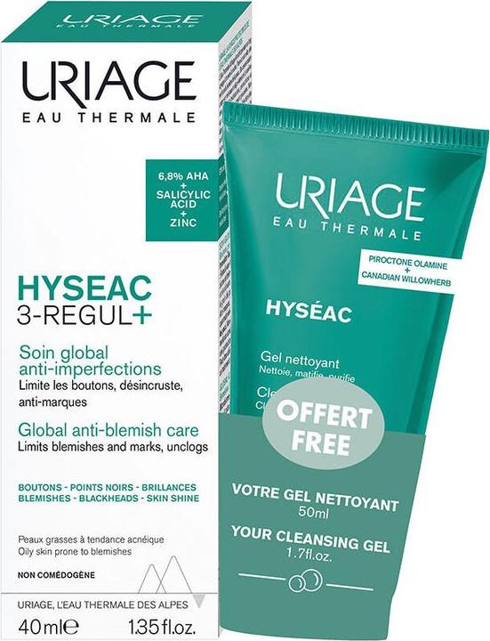 Produktbild Uriage Promo Hyseac 3-Regul Anti-Blemish Global Care 40ml mit Cleansing Gel 50ml (Gesichtspflege set)