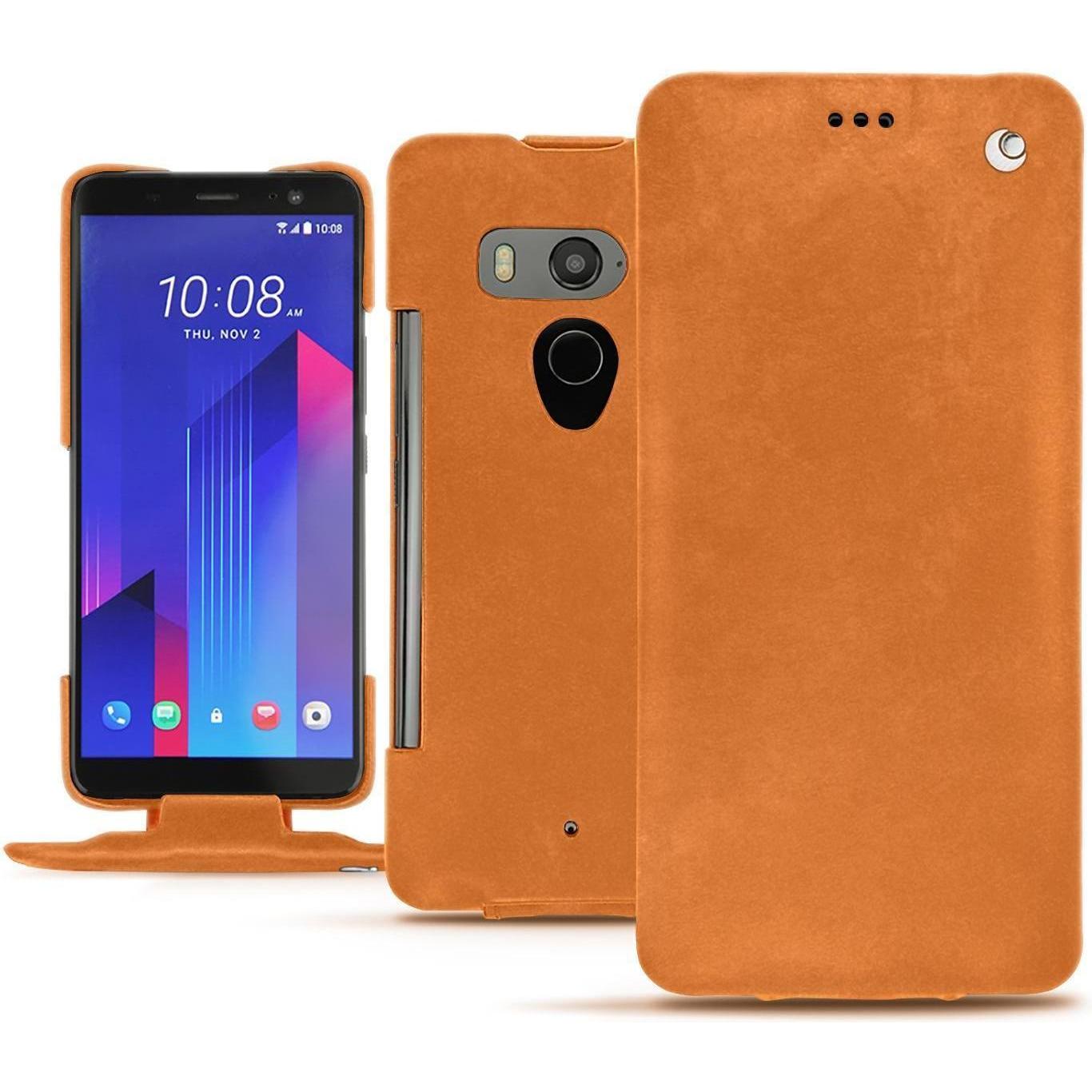 Noreve Lederschutzhülle vertikal (HTC U11+), Smartphone Hülle, Orange