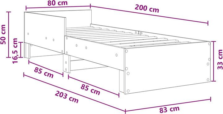 Produktbild vidaXL Bettrahmen (80 x 200 cm)