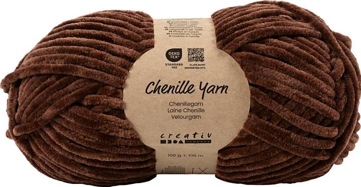 Produktbild Creativ Company Velour Yarn, L: 105 m, needle 5-6, brown, 100 g/ 1 ball (105 m)