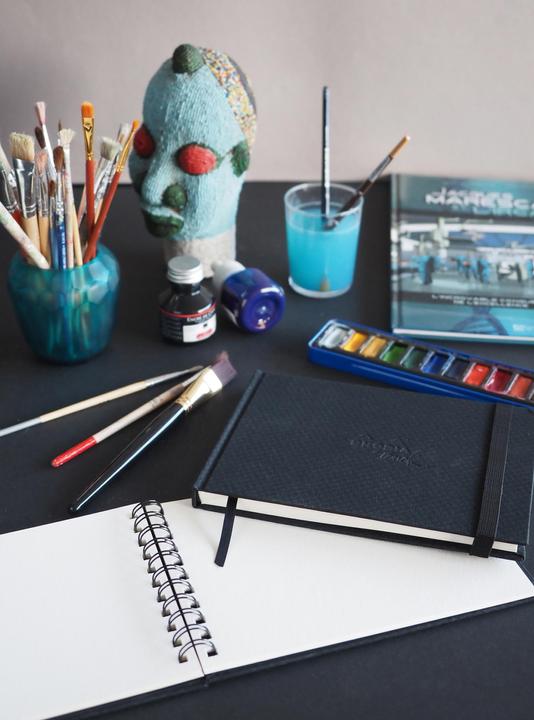 Image du produit Rhodia Touch Watercolor Book, papier grain fin 100% coton 300g - A6 paysage, 40 pages - Noir (300 g/m², 400 x)