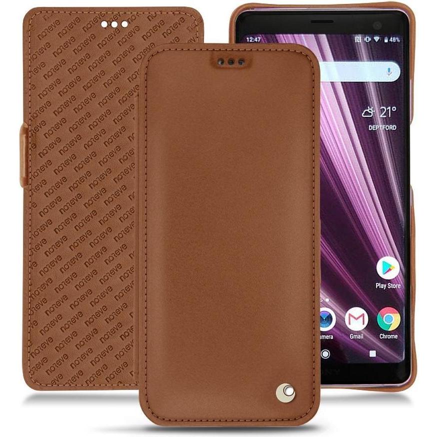 Noreve Lederschutzhülle horizontal (Sony Xperia XZ3), Smartphone Hülle, Braun