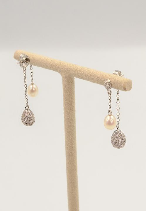 Immagine prodotto Muau Orecchini argento 925 perla d'acqua dolce 5-5.5mm zircone (Argento 925)