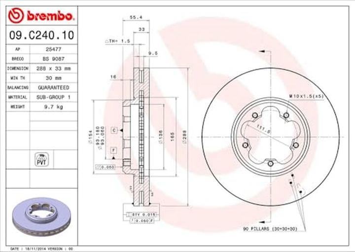 Produktbild Brembo Bremsscheibe 09.C240.10