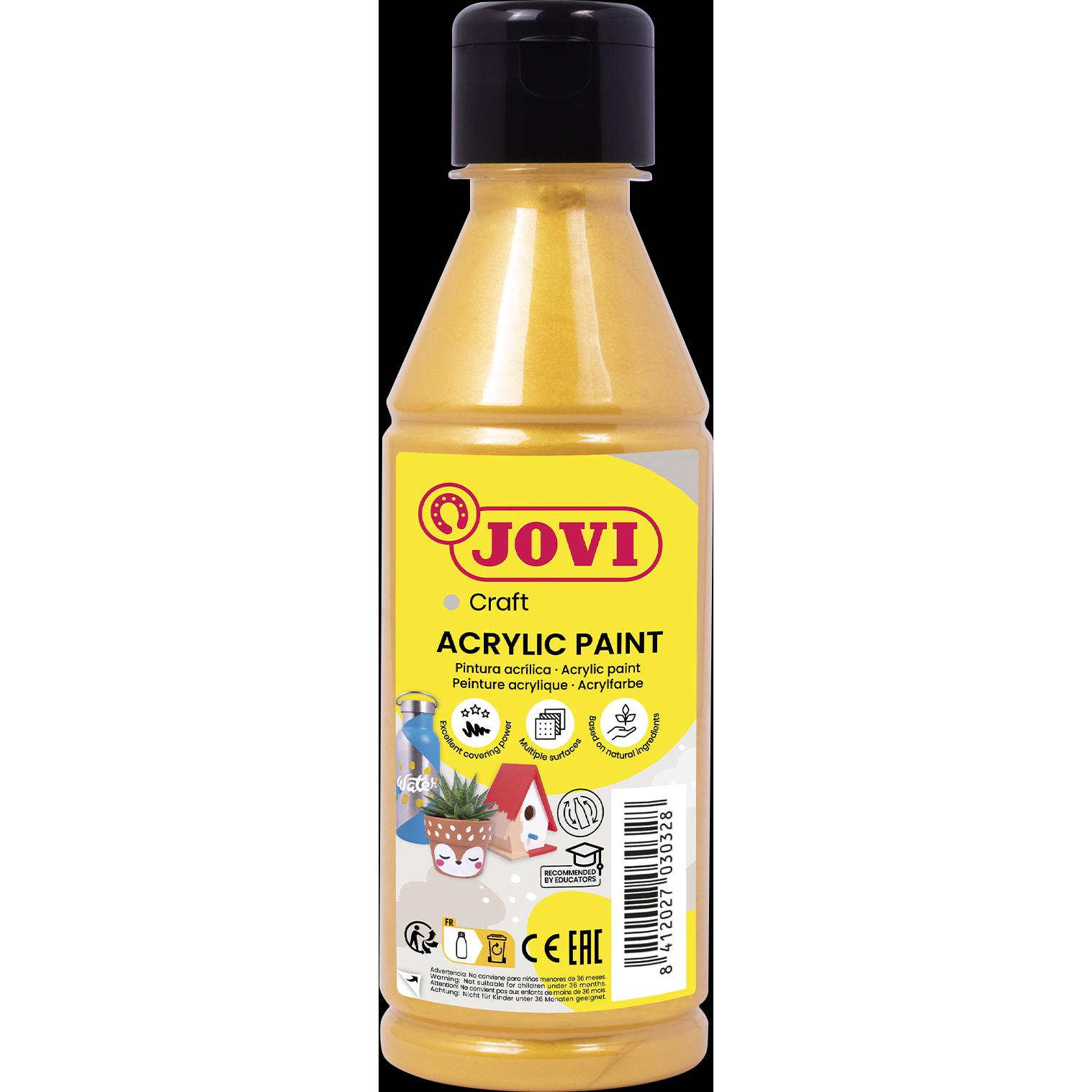 Jovi, Künstlerfarbe + Bastelfarbe, Decor Acrylfarbe gold, 250 ml Flasche (Gold, 250 ml)
