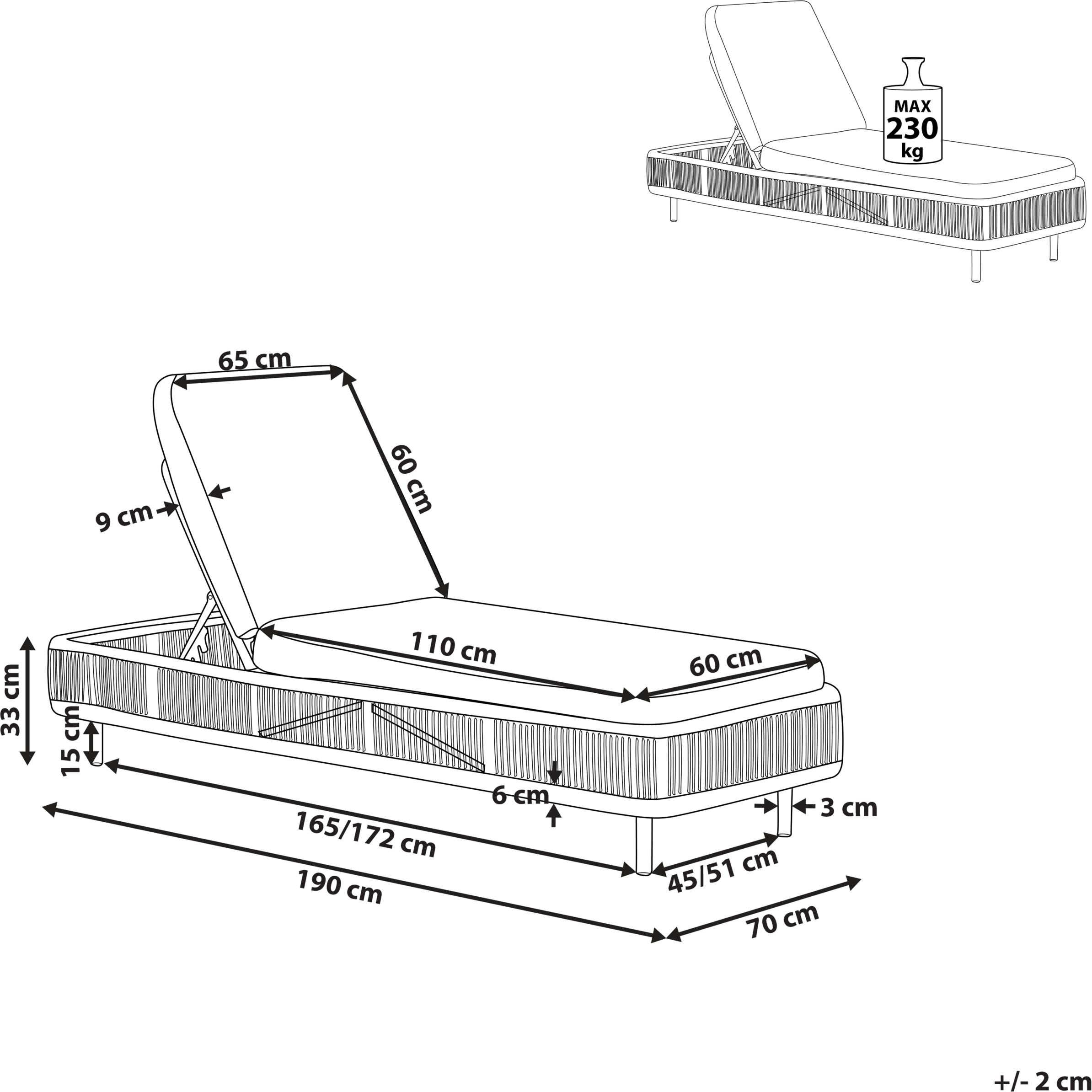 Thumbnail - Beliani, Liegestuhl, Osini (190 cm)