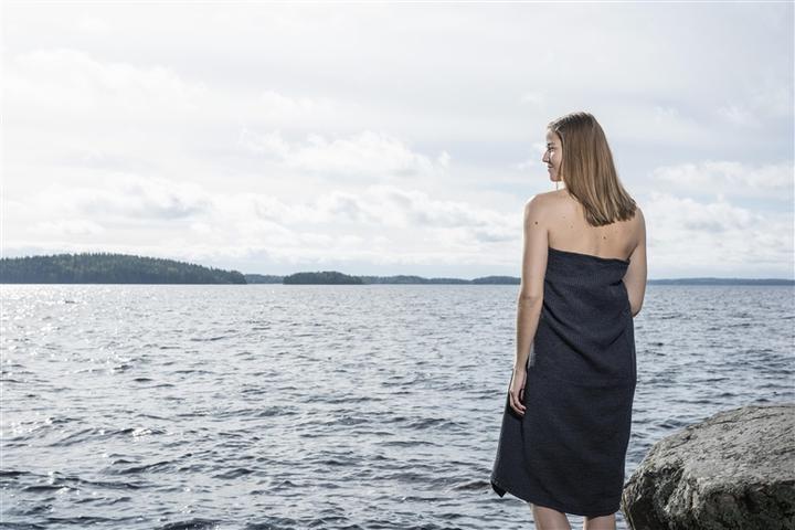 Actual product image Rento Sauna towel Kenno, 180 x 90 cm, black/grey