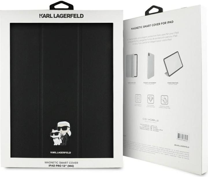 Actual product image Karl Lagerfeld Saffiano Magnetic Karl & Choupette iPad Pro 13 2024 Book Cover Case - Black (Apple iPad Pro 13 2024, Apple iPad Pro 13 2025)