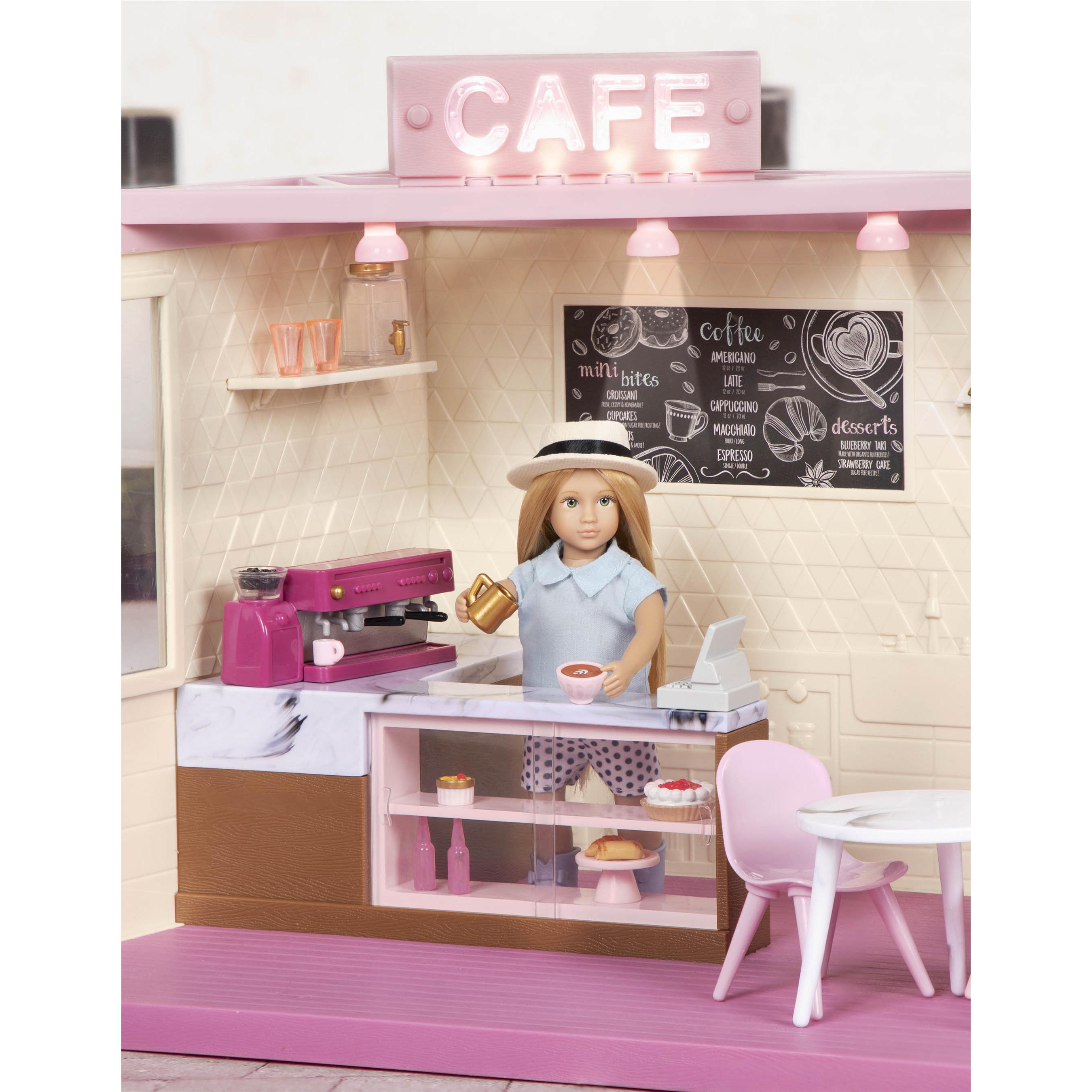 Lori Puppenhaus Café mit Terrasse, Zubehör Kaffeemaschinen, Mehrfarbig