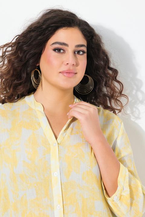 Actual product image Ulla Popken Floral Crepe Button Down Tunic Blouse (54)