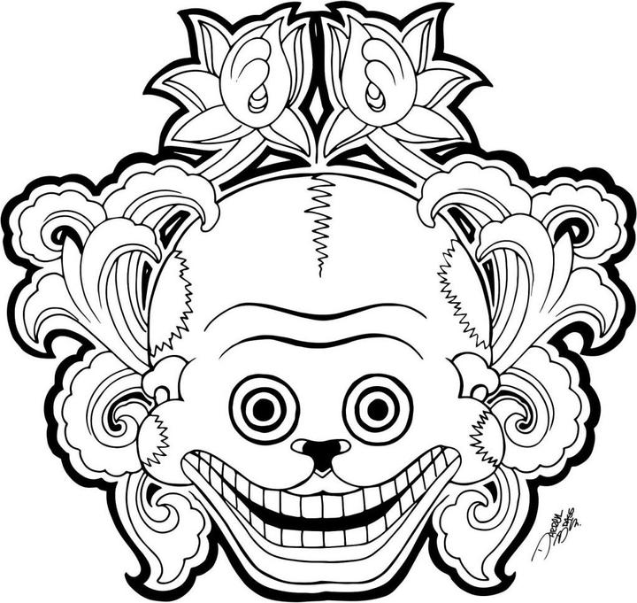 Actual product image Miami Ink Mexican death mask 2 (120 x 114 cm)