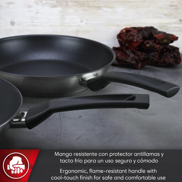 Actual product image Magefesa Pfanne Silberfarben Edelstahl Ø 24 cm Ø 20 cm Ø 28 cm 3 Stücke (3 Stück) (Frying pan, Stainless steel)
