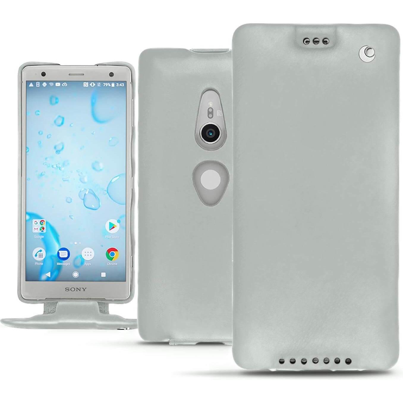 Noreve Lederschutzhülle vertikal (Sony Xperia XZ2), Smartphone Hülle, Grau