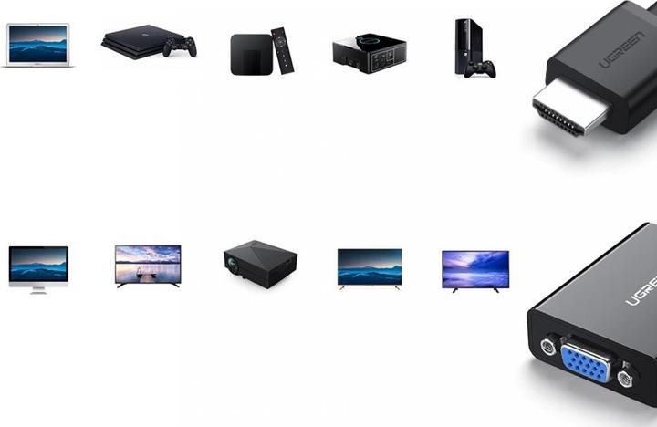 Image du produit Ugreen Adaptateur HDMI vers VGA Convertisseur avec support audio 1080P (HDMI, 16 cm)