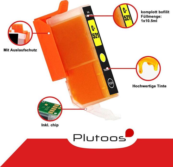 Produktbild Plutoos Canon PGI-520 CLI-521 Patronen XXL kompatibel, 5er Farbset (BK, C, M, PBK, Y)