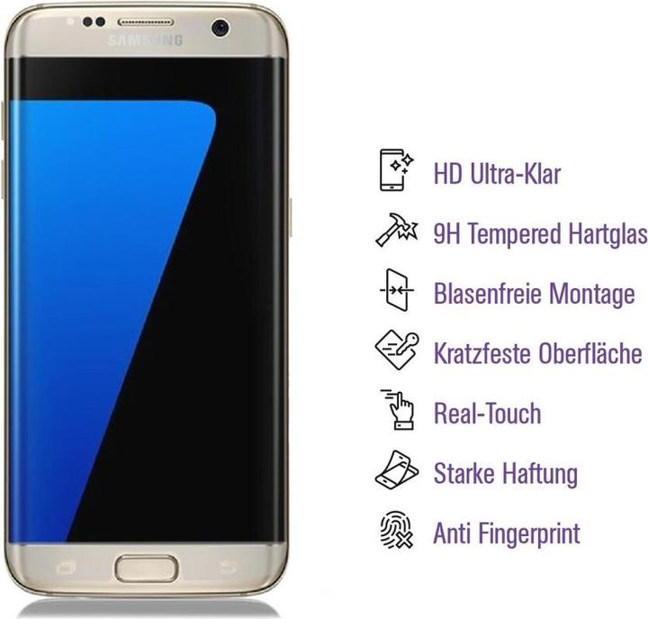 Actual product image Protectorking 1x UV Liquid real tempered 9H armoured glass 3D CLEAR (3 pcs., Samsung Galaxy S7 Edge)