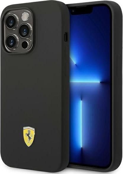Immagine prodotto Ferrari FEHCP14LSIBBK Custodia rigida per iPhone 14 Pro 6,1" in silicone e metallo Logo nero (Apple iPhone 14 Pro)