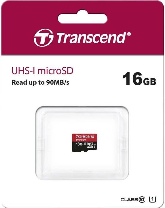 Productafbeelding Transcend 16GB MICROSDHC KLASSE 10 UHS-I (16 GB, microSDHC, U1, UHS-I)