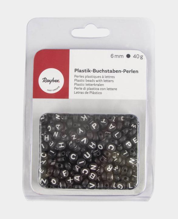 Produktbild Rayher Plastik-Buchstabenperlen, Perlen für Schmuck, A-Z, Schwarz, ø 6 mm, 40 g