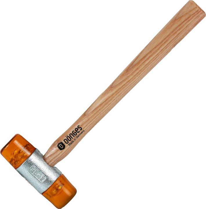 Actual product image Dönges Plastic hammer with lacquered ash handle, 35 mm, yellow (433 g)