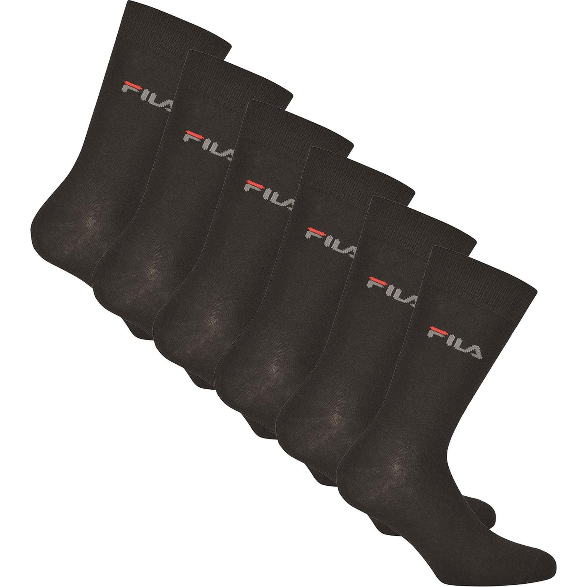 FILA, Herren, Socken, Socken Sportlich Bequem sitzend, Schwarz, (6er Pack, 35 - 38)