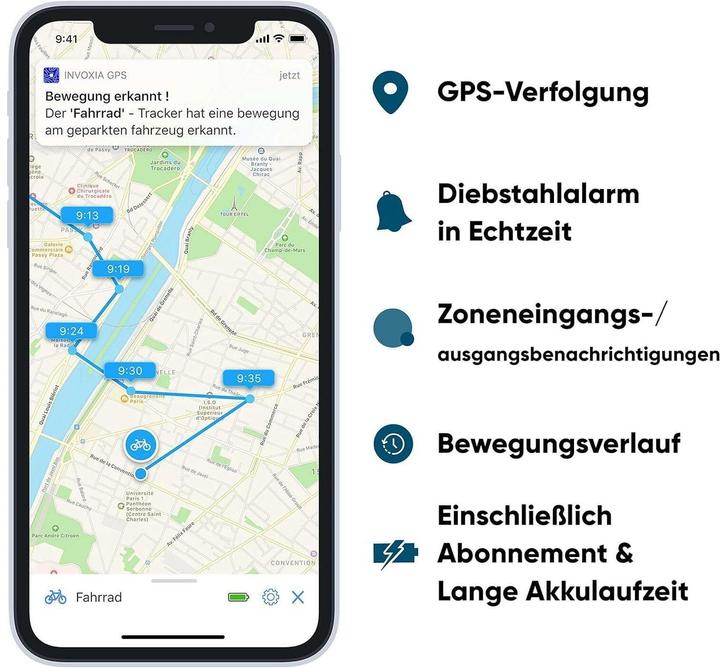 Produktbild Invoxia GPS Bike Tracker inkl. 3-Jahres Abo (Android, Apple, iOS)