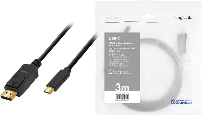 Produktbild LogiLink USB Typ C — DisplayPort (3 m)