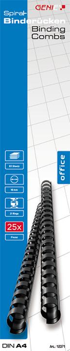 Actual product image Genie 12371 Plastic binder spines (DIN A4 format suitable for all binding devices 10 mm) 25 pieces black