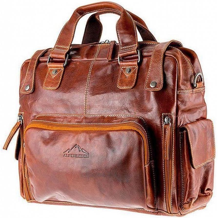 Alpenleder Notebooktasche Elbsee 15 (15", Universal), Notebooktasche, Braun
